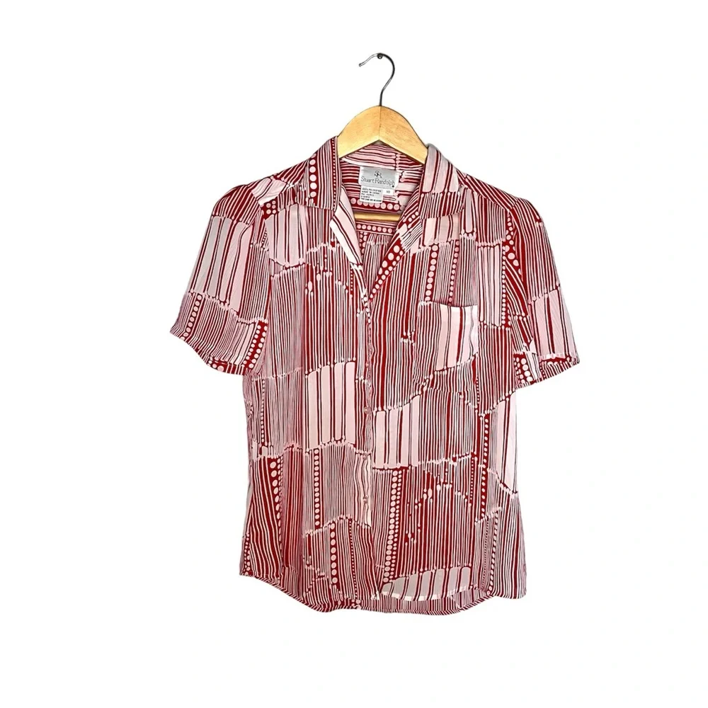 SOLD Vintage Semi-Sheer Stuart Randolph button Down Short Sleeve Blouse - Picture 1 of 10